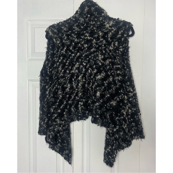Kensie Black Grey Soft Cozy Textured Open Drape Waterfall Cardigan Vest Size XL - Picture 5 of 8
